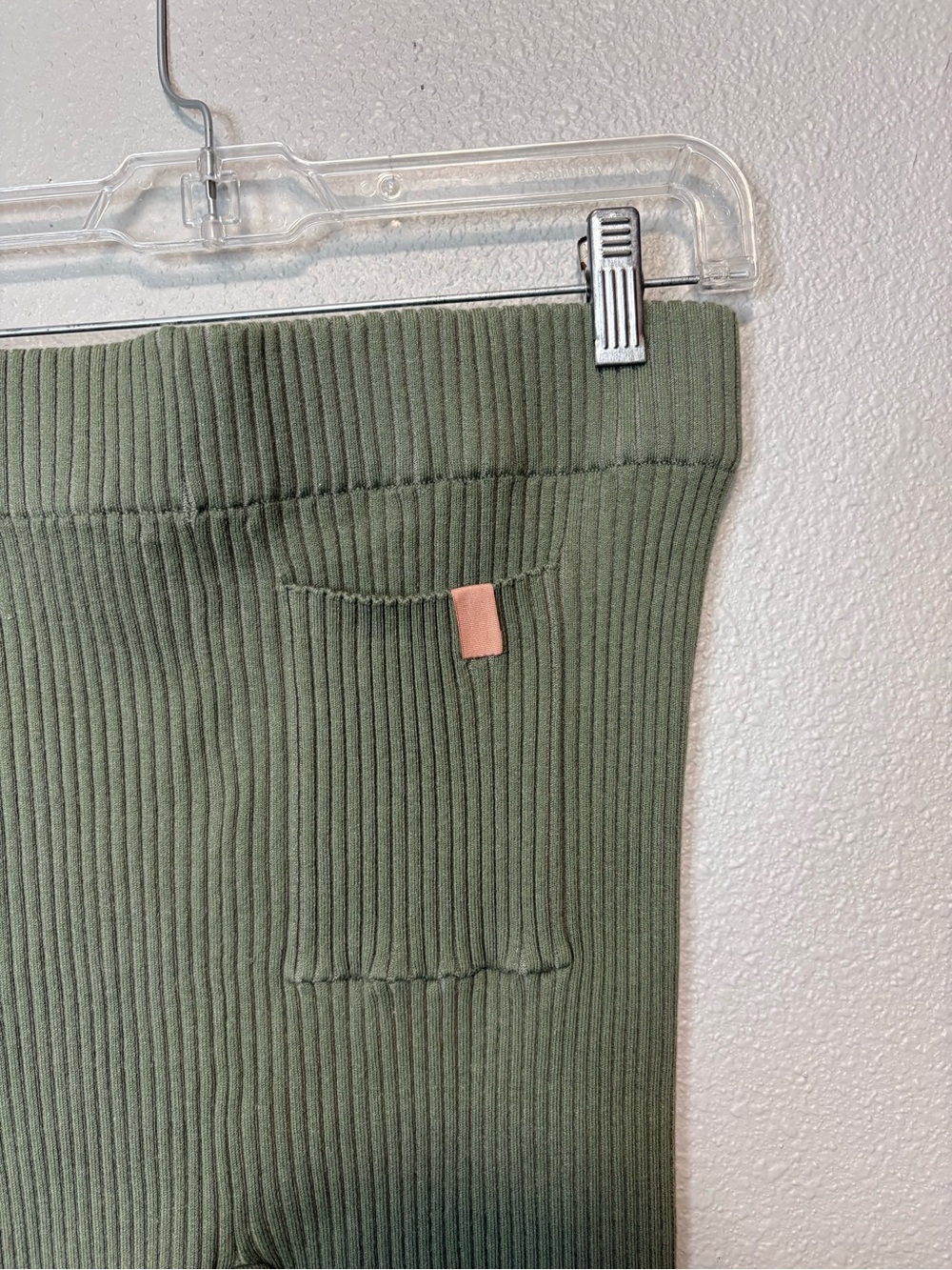 Lunya Cozy Cotton Silk Ribbed Leggings Olive Green High Waist Size Medium - Picture 3 of 10